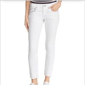 Rag & Bone Dre Ankle Capri Slim Fit Raw Hem Jeans Aged Bright White Size 24
